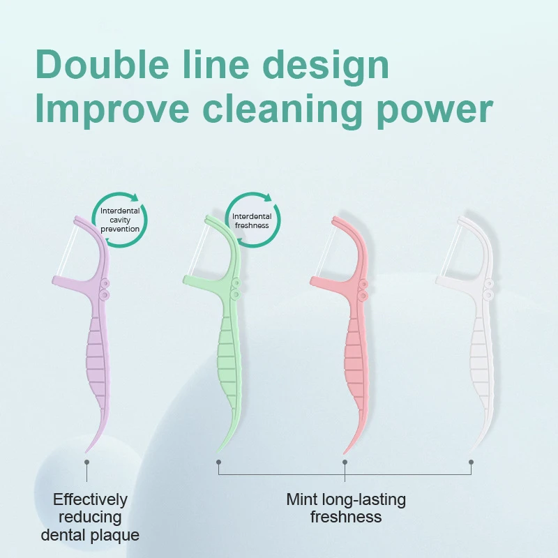 Twin-Line Dental Floss Picks 52pcs