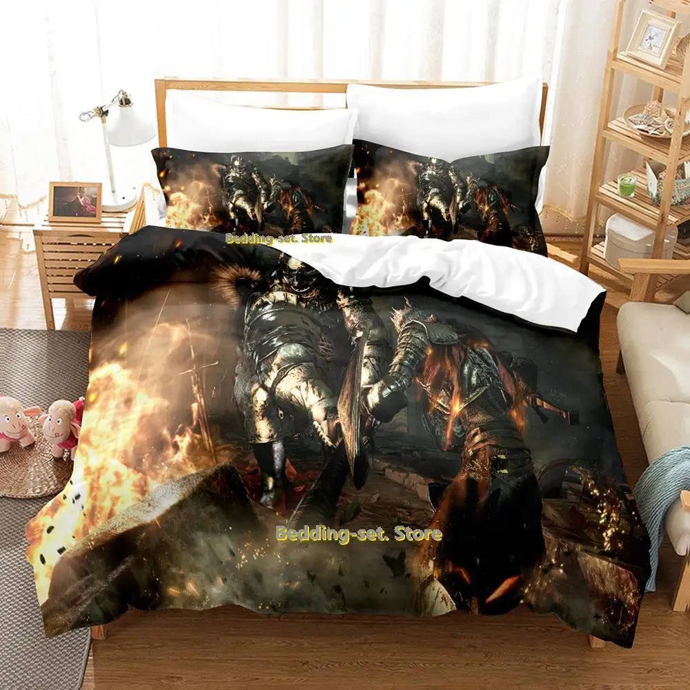 Dark Souls 3 Bedding Set Single Twin Full Queen King Size Bed Set Adult Kid Bedroom Duvetcover Sets 3D Print Anime Bed Sheet Set 3