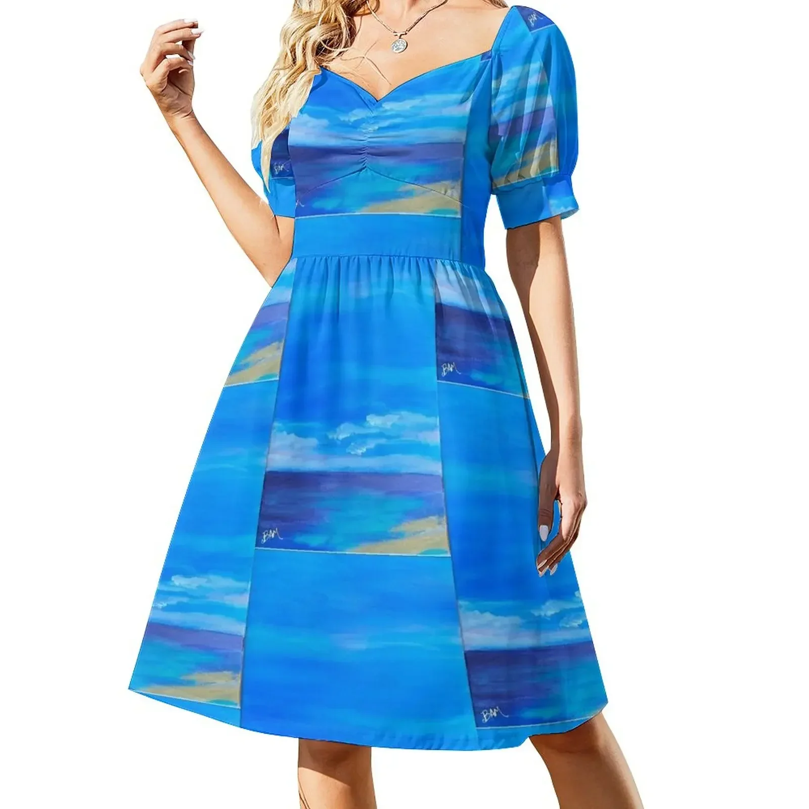 thumbnail image 1 of Vestido de manga corta Blue Skies and Sandy Shores vestido suelto de verano vestidos de lujo vestido de verano para mujer, 1 of 7