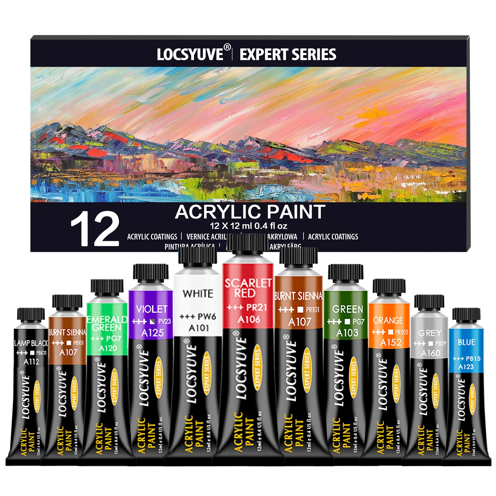 LocsyuveAcrylicPaintSet24ColorPaintingSuppliesforCanvasWood