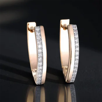 Charm Female White Crystal Zircon Stone Hoop Earrings Vintage Gold Color Simple Wedding Jewelry For Women
