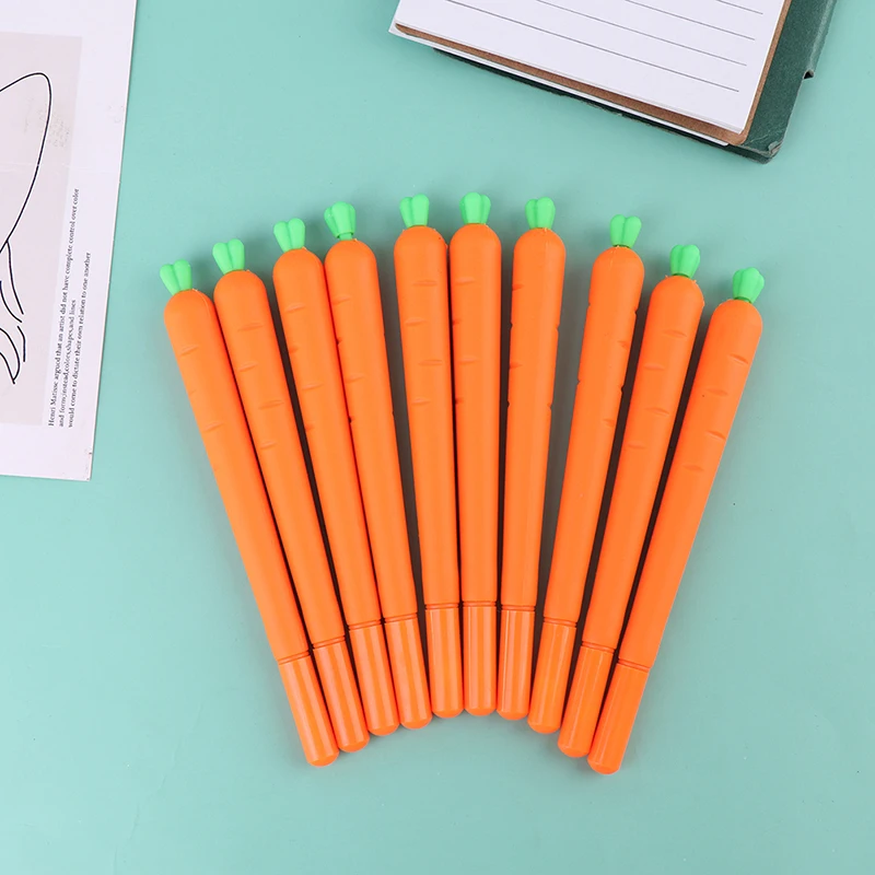 

10pcs 0.5mm Gel Pen Black Ink Roller Marker Pen( Cute Carrot Styling) Cute Pens Cute Stationary Supplies Gel Ink Pen Wholesale