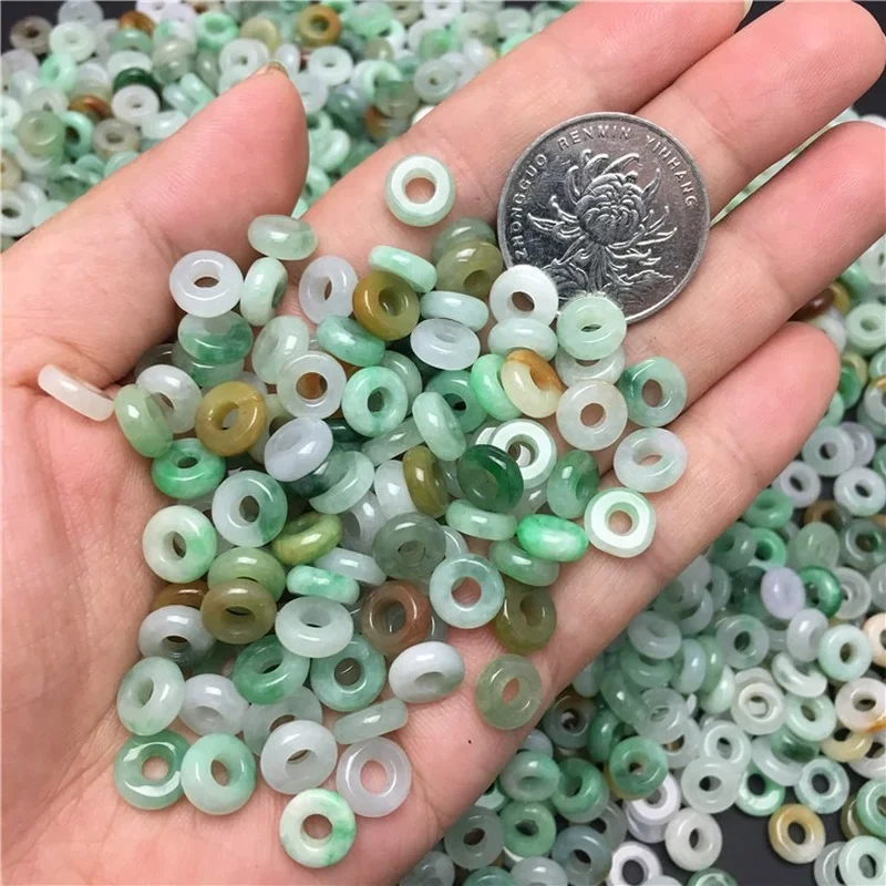 10PC Jade Three Color Abacus Beads Natural Emerald Accessories DIY Bangle Jewellery Fashion Hand-Carved Necklace Luck Amulet jade jewelry