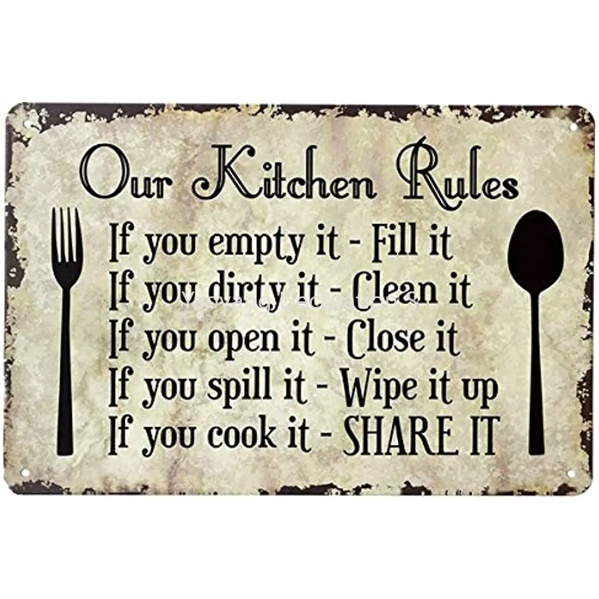 

Vintage Metal Tin Sign Our Kitchen Rules Gifts Aluminum Tin Sign Garden Yard Christmas Decor Home Farm Garage Art Wall Sign