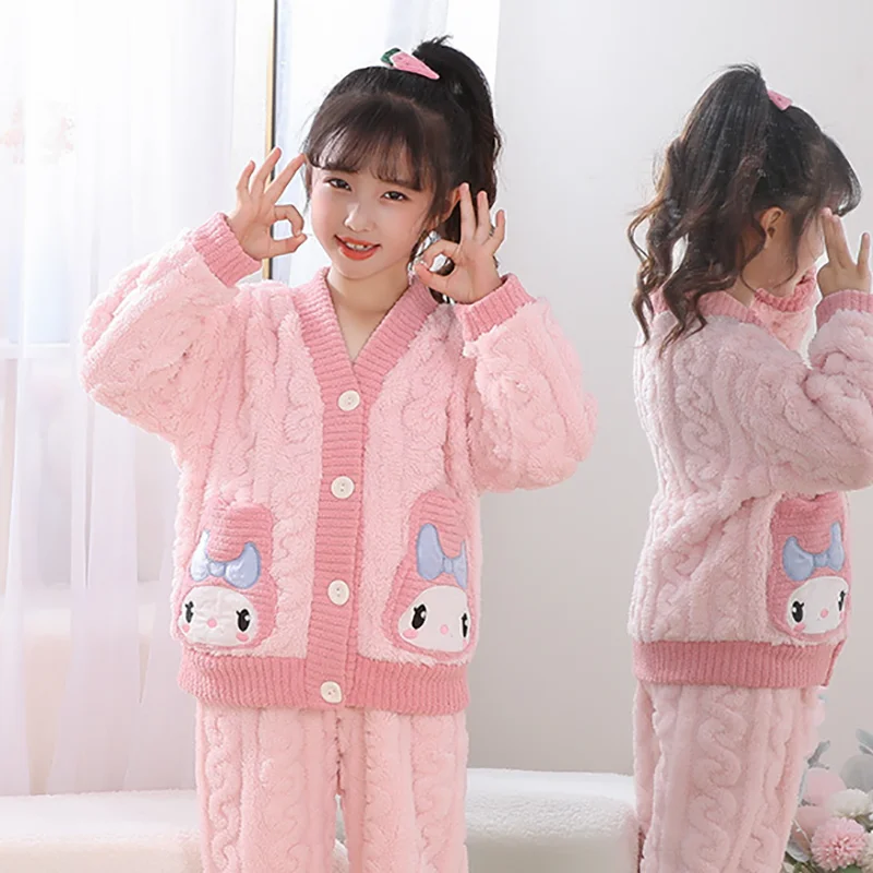 Sanrio Cinnamoroll Heat Pajamas for Children Home Clothing Stitch Girl Child Girl Kids Winter & Robe Sleepwear Children's Mother