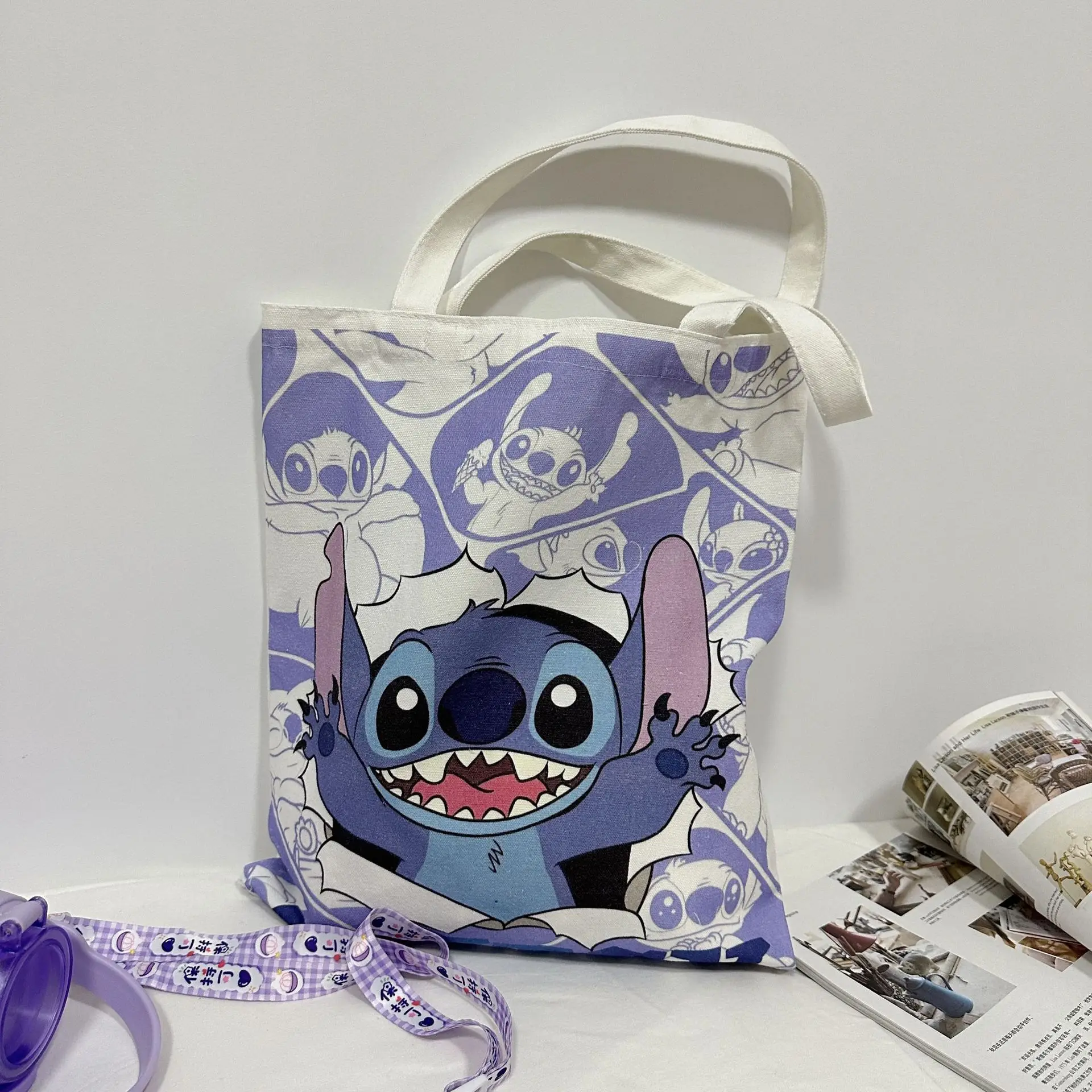 Disney Anime Tote Bag Winnie The Pooh Donald Duck Cartoon Borse A Tracolla Donna Casual Canvas Hand Bags Mickey Mouse Shopping Bag