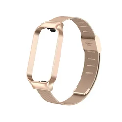 Enhanced Stainless Steel Strap with Metal Bracelet and Protector Case for Redmi Band 2 (Rose Gold)
