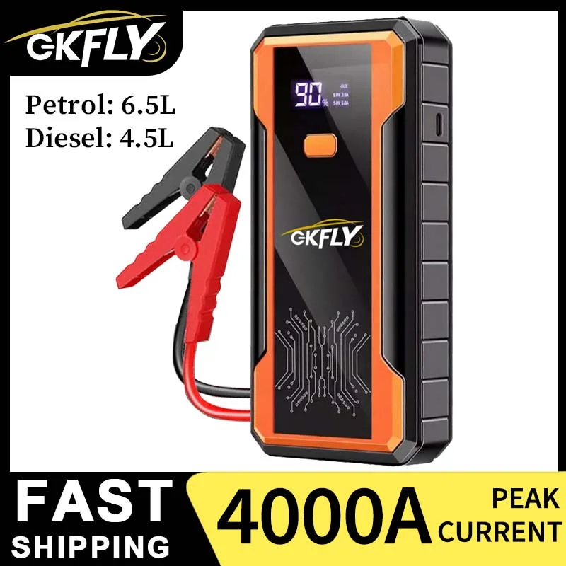 GKFLY Aktualisierte 4000A Auto Starthilfe Power Bank Auto Batterie Booster Ladegerät 12V Start Gerät Benzin Diesel Auto Starter Buster