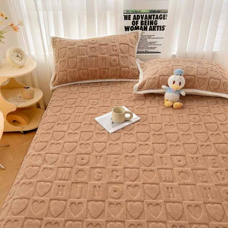 

Warm, Soft, Thick Plush Mattress Set, Milk Velvet Bed Sheet, Double King Mattress