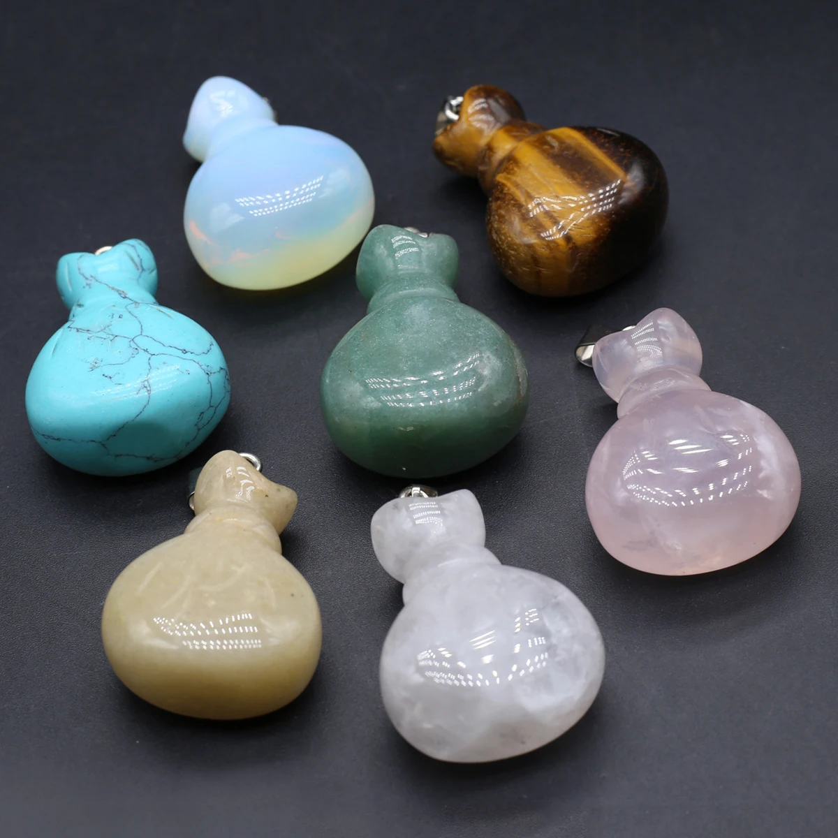 5PCS Crystal Agate Tiger Eye Stone Turquoise Blessing Bag Shape Pendant Natural Semi precious Stone Accessories Jewelry Making