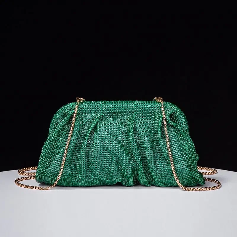 

Women's New Shiny Water Diamond Evening Handbag Folding Crystal Clip Handheld Luxury Wedding Party Wallet