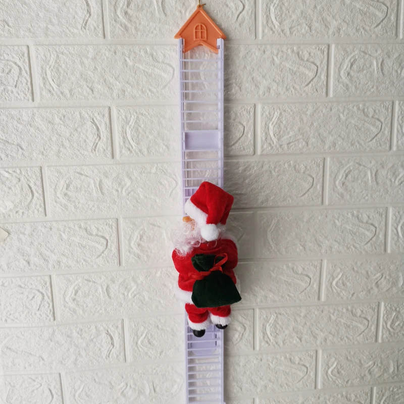 Kids Plush Toys Electric Santa Claus Climbing Ladder Toys Singing Up and Down Santa Claus Doll for Christmas Tree Xmas Decor Toy