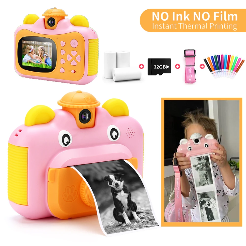 Instant Print Camera for Kids Selfie Video Digital Camera with Paper Film  Girls Boys Children Mini Learning Toy Gifts - AliExpress