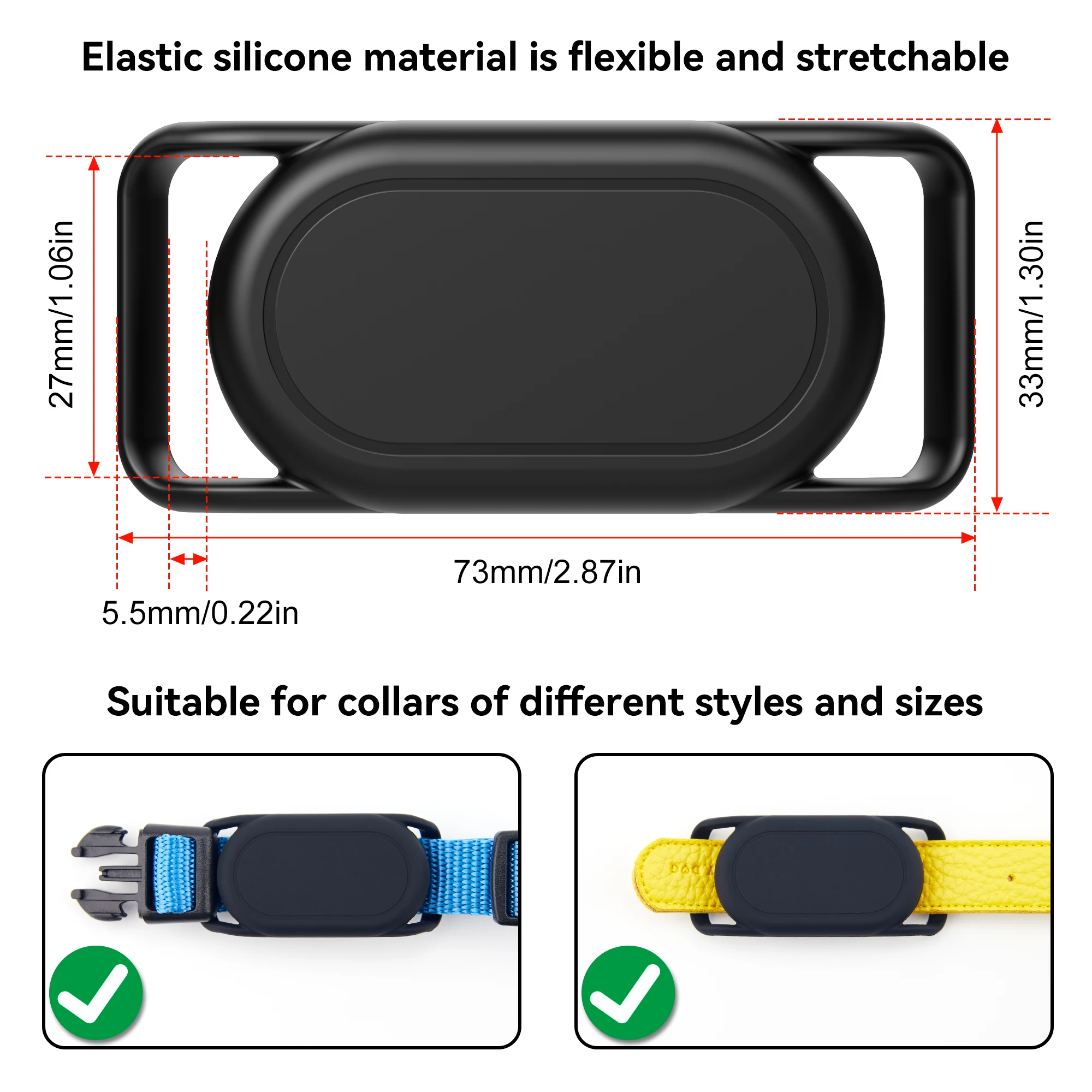 For Samsung Galaxy SmartTag2 Dog Collar Holder 2 Pack Waterproof Silicone Case for Galaxy Smart Tag 2 Pet Dog Cat Collars