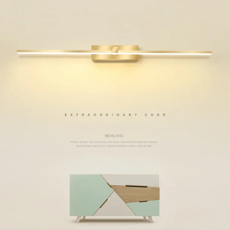 

Modern LED Wall Lamp Bathroom Hardwares Golden Bathroom Mirror Lamp For Bedroom Living Room Wall Sconce Bath Mirror Line Lamp