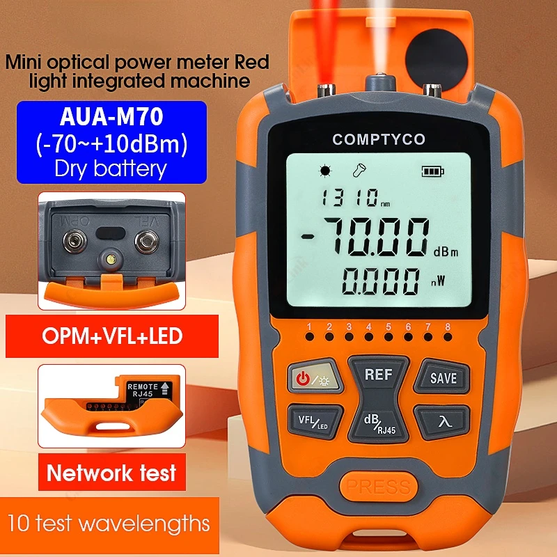 

Original AUA-M70/50 4 In1 Mini Optical Power Meter Visual Fault Locator Network Cable Test Optical Fiber Tester 10mw 30mw VFL