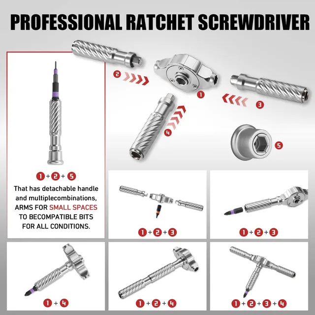 Mixturean 40-in-1 Magnetic Ratchet Screwdriver Set - S2 Steel Bits, Aluminum Handle, Compact Case