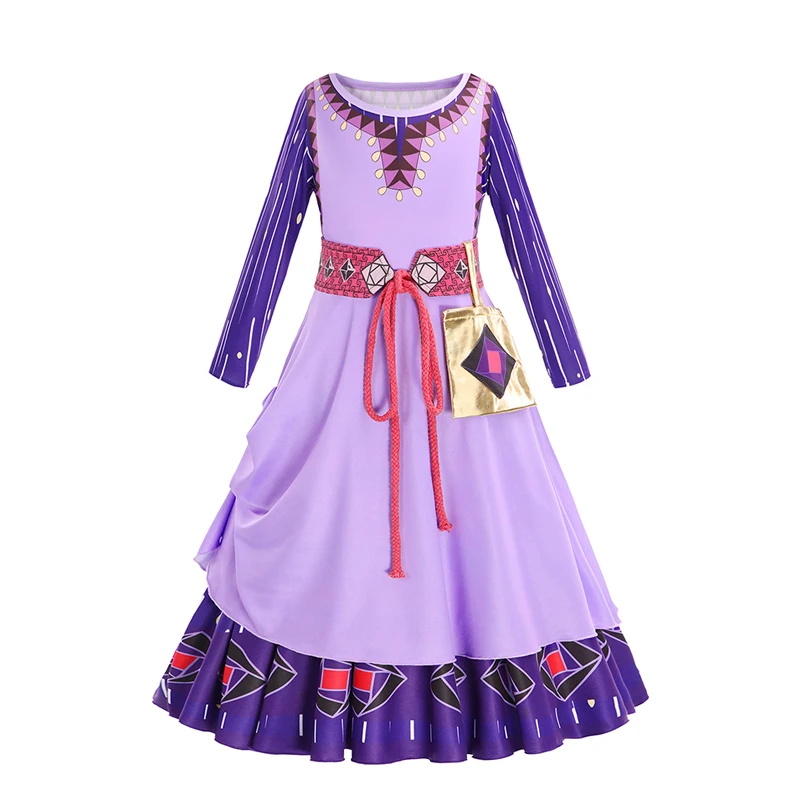 Asha Princess Costume Dress For Kids Girl Fancy Birthday Party Vestidos Carnival Children Cosplay Dahlia