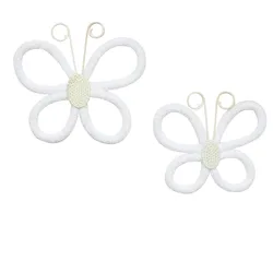 Set of 2 Hand - Woven Bohemian Butterfly Wall Decorations - Colorful Art for Nursery, Home, and Office Decor (2pcs white)