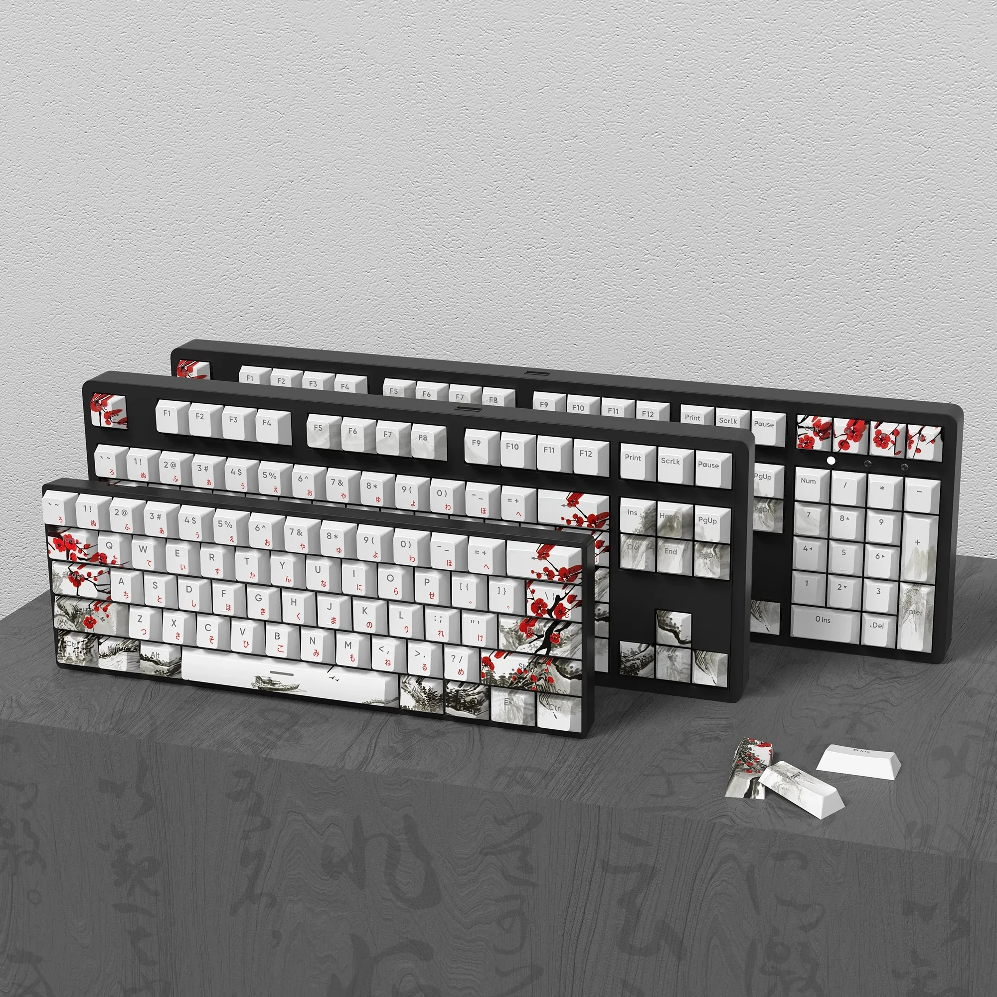 Custom Plum Blossom Keycap Grupo Double Shot Pbt Keycaps Dye Sub Backlight Key Caps para mx Switch Russo Coreano Cap 135 Teclas