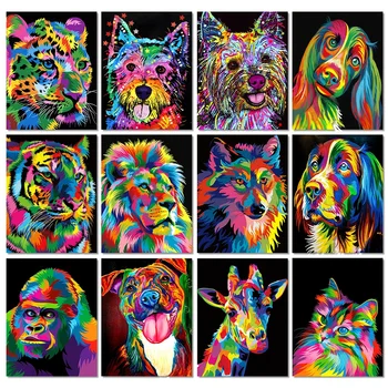 다이아몬드 페인팅 동물 사자 고양이 호랑이 크로스 스티치 키트, 전체 드릴 라운드 자수, 모조 다이아몬드 모자이크 아트 그림, 5D DIY