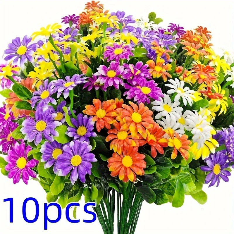 Gänseblümchen-Kunstblumenstrauß, 33 cm, künstliche Pflanzen für Heimdekoration, Garten, Hochzeit, Dekoration, Tischvase im Freien, Blumenarrangement