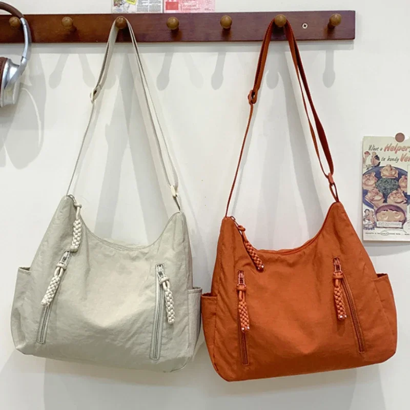 2026 New Trendy Women's Nylon Shoulder Bag Large Capacity Lightweight Crossbody Bags for Women Casual Travel Tote Simple Handbag