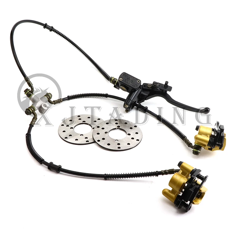 1 Set Twin Disc Brake Assembly Front Disc Brak Caliper System For 70cc
