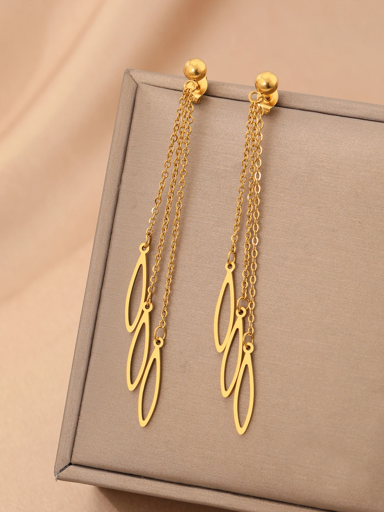 Drop Earrings Dangle Earrings Long Earrings Pendant Earrings Crystal Tassel Earrings Geometric Earrings Stainless Steel Earrings Geometric Hollowing Pendant Long Tassel Chain Korean Fashion Dangle Earrings For Women Jewelry Party