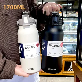 Gobelet Thermo bouteille grande capacité avec paille bouteille d'eau thermique en acier inoxydable tasse Thermos froide et chaude flacon sous vide salle de sport 1