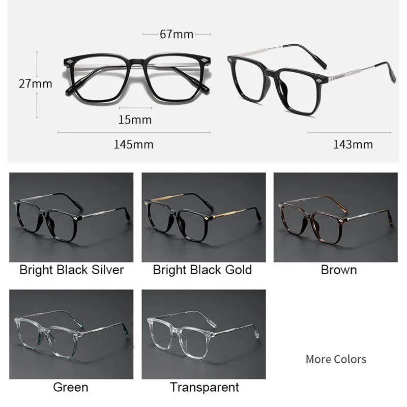 Fashion Optical Glasses Frame Women Anti Blue Light Men Business Large Square Eyeglasses Vintage Prescription Eyewear
