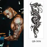 Men's Temporary Tattoos Large Arm Sleeve Tattoo Sticker Dragon Tiger Fish Full Skull Totem Wolf Waterproof Fake Tatoo for Women 2