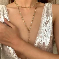 Collier bohème Long en forme de Y pour femmes, chaîne de clavicule en métal esthétique Y2K, couleur or, ras du cou, bijoux cadeaux de fête de vacances 4