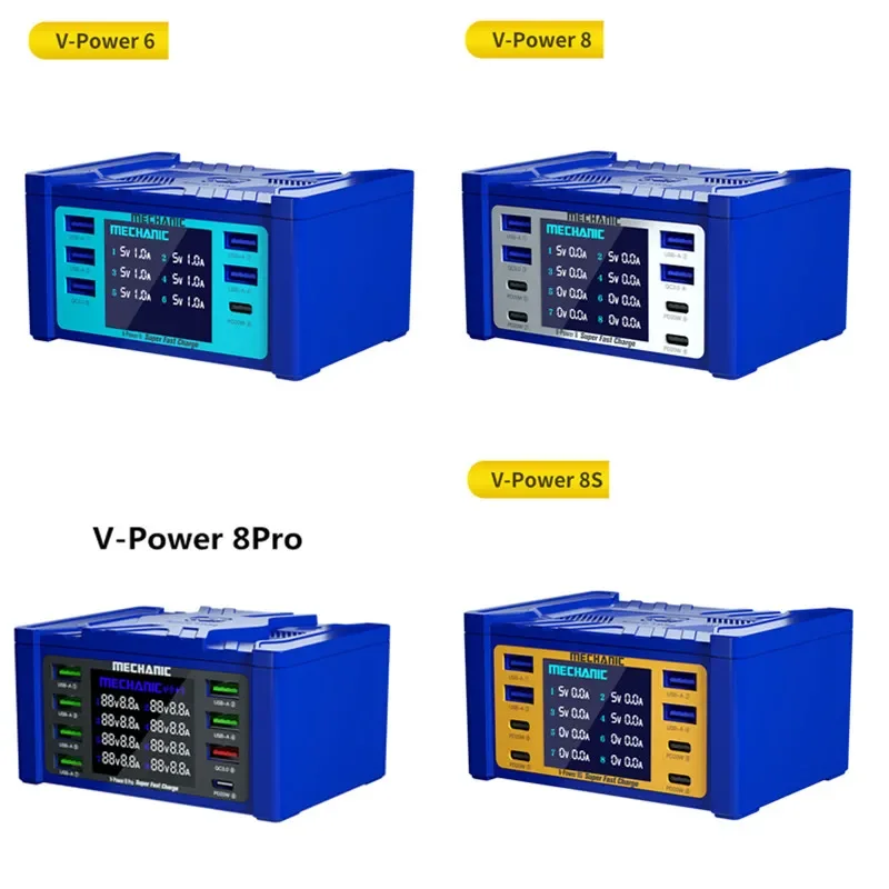 

MECHANIC V-Power 6 8 8S 8Pro Super Fast Charger With LED Independent Digital Display Multi Port Quick Charging Tool