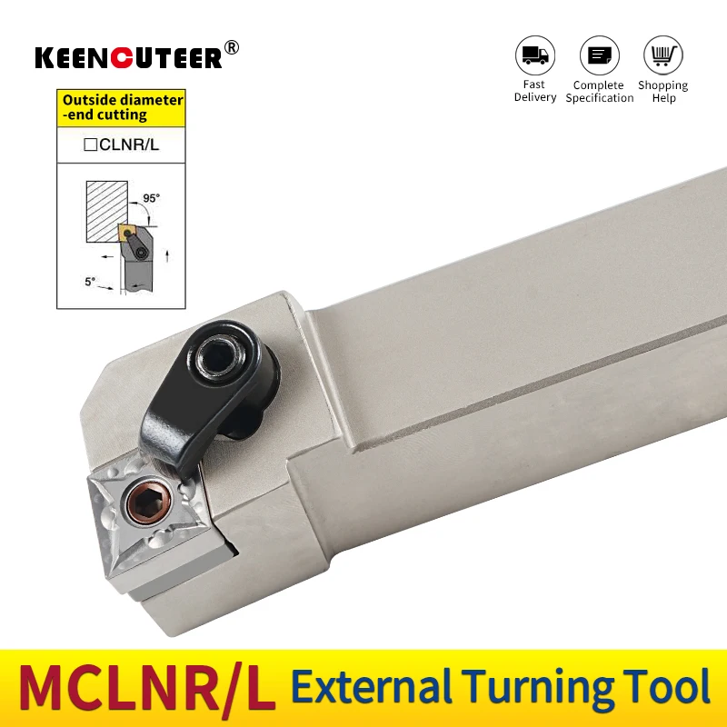 JALYKA Portautensili Per Tornio 25mm MCLNR-1616H12 In Tungsteno – Barra Per Tornitura Esterna Con Inserti CNMG12