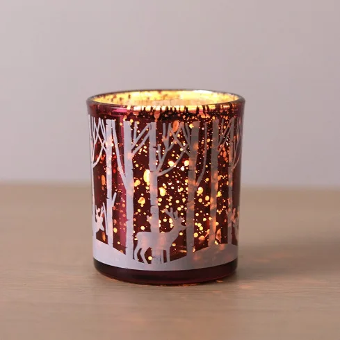 クリスマスガラスキャンドルホルダー、空のカップ、スノーフレークバー