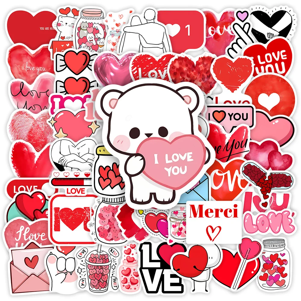 Love Heart Shape Stickers Valentine's Day DIY Gift Decal Laptop Phone Scrapbook Luggage Bottles Decorative Waterproof decorative stickers,decorative labels stickers,self adhesive stickers,adhesive stickers,paper stickers,custom stickers,stationery stickers,cartoon sticker,cartoon stickers,anime stickers,magic stickers