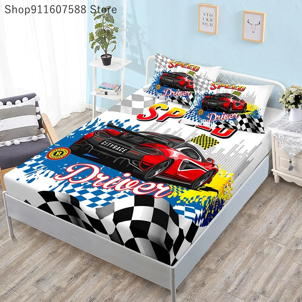 Fitted Bed Sheets Kids Queen, Bed Cover Kids Racing Cars