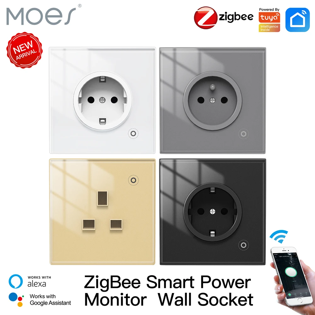 Mozig- Tomada de Parede Inteligente Tomada de Painel de Vidro Monitor de Energia sem Fio com Temporizador Home Google Home Controle de Voz eu