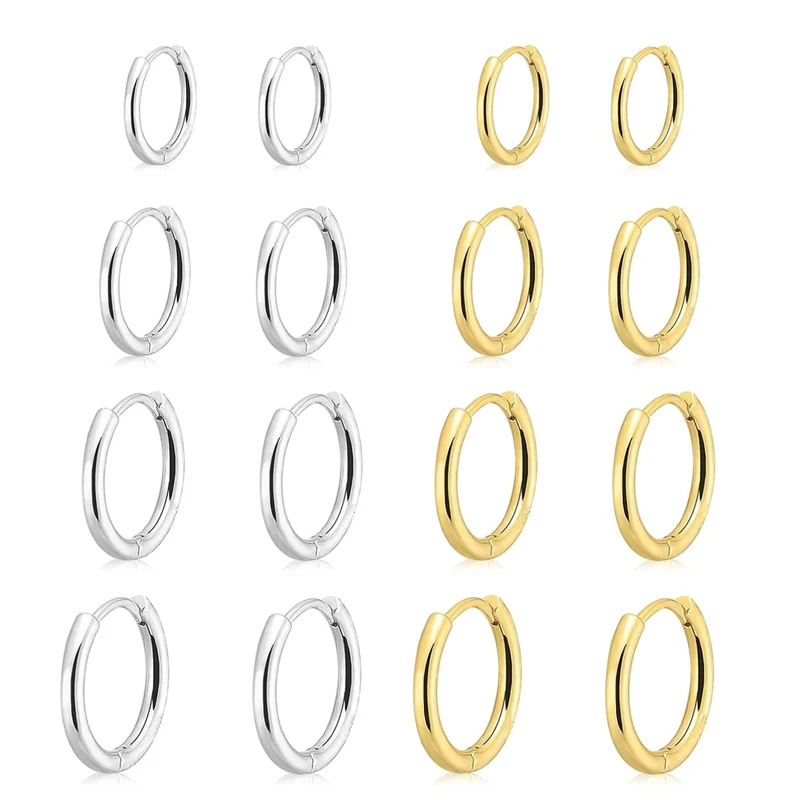 4Pair/set Stainless Steel Circle Hoop Earrings For Women Classic Small Helix Hoops Loop Ring Huggie Cartilage Piercing Jewelry_voghion.com