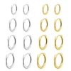 Boucles d'oreilles circulaires en acier inoxydable pour femmes, 4 paire/ensemble, petits cerceaux classiques à hélice, anneau Huggie, Piercing du Cartilage, bijoux