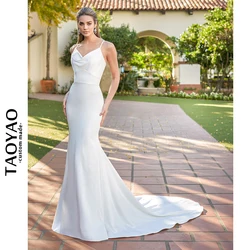 Elegant Mermaid Evening Dresses Satin Evening Gowns Cowl Neck Criss-Cross Back Prom Dress Spaghetti Straps Robes De Soirée
