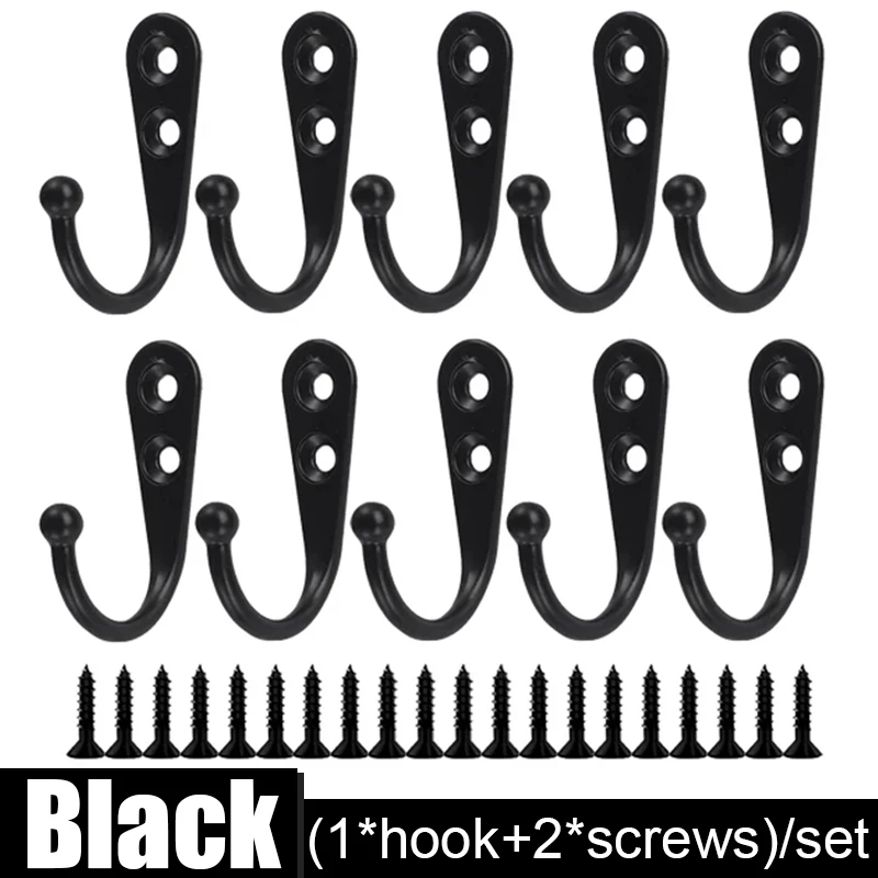 Alloy Wall Mounted Hooks with Screws for Versatile Home Organization and Storage