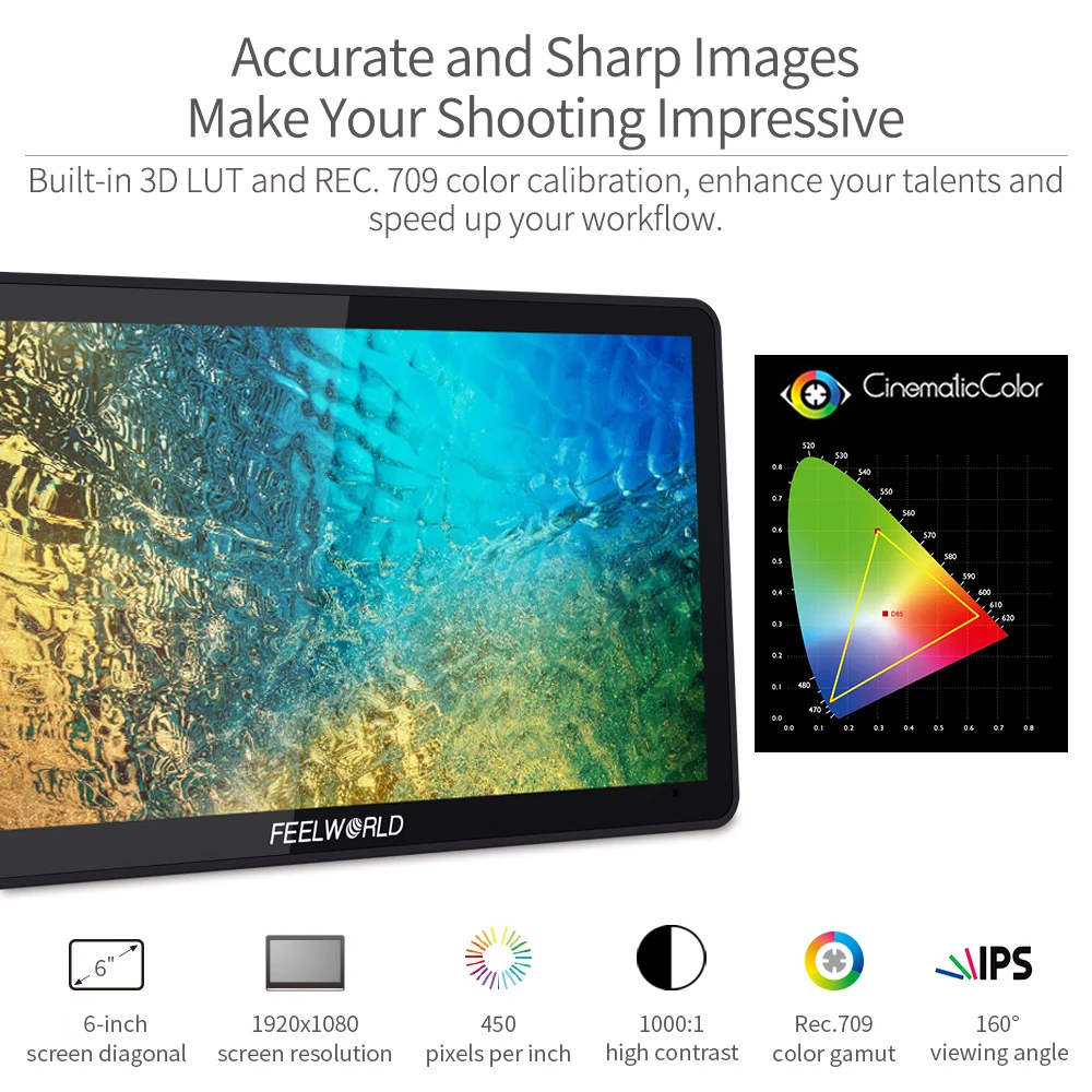 F6 PLUS V2 6 Inch 4K HDMI Camera Field Monitor 3D LUT Touch Screen IPS Full HD 1920X1080 Waveform for DSLR Camera