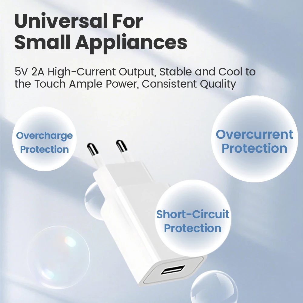Universal 5V 2A USB Wall Charger with EU/US Plug - Choose 1 or 2 Pieces