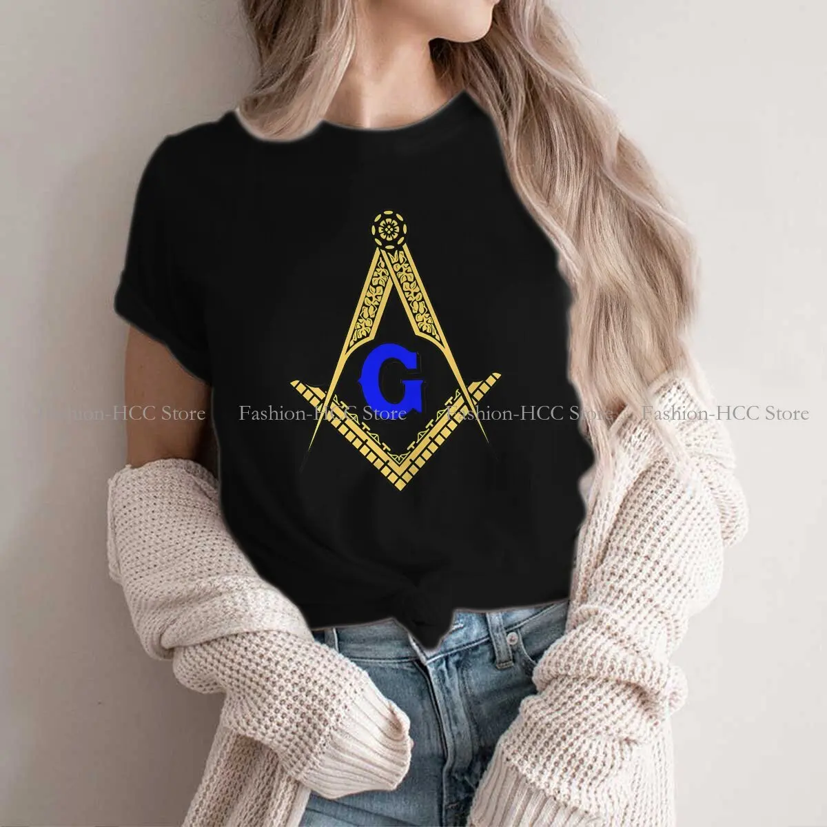 Maglietta In Poliestere Stile Giallo Blu Freemason Bussola Quadrata In Oro Top Quality Hip Hop Gift Clothes T Shirt Stuff