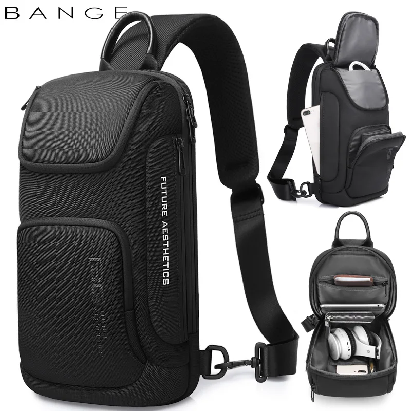 Chest Bags BANGE Large Capacity Men's Messenger Bag Ultralight and Portable Multi Pocket Waterproof Backpack Travel Chest Bag for 9.7" iPad