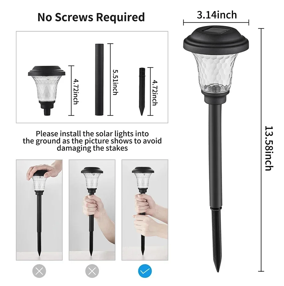 Solar Outdoor Lights Outdoor Garden Lamps Powered Waterproof Landscape Path for Yard Backyard Lawn Patio Decorative LED Lighting