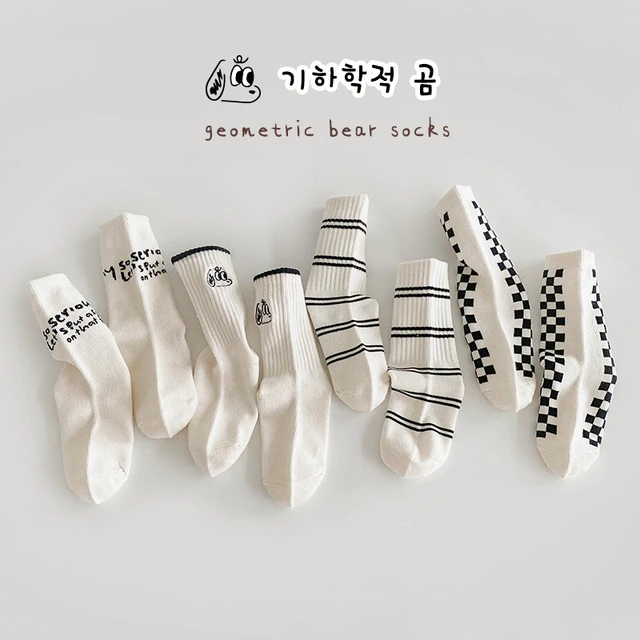 3 Pair Korean Kids Socks 양말 Spring Autumn Ins Retro Toddler Girl Boy Socks  Bear Cartoon Printed Cotton Children Sport Socks - AliExpress