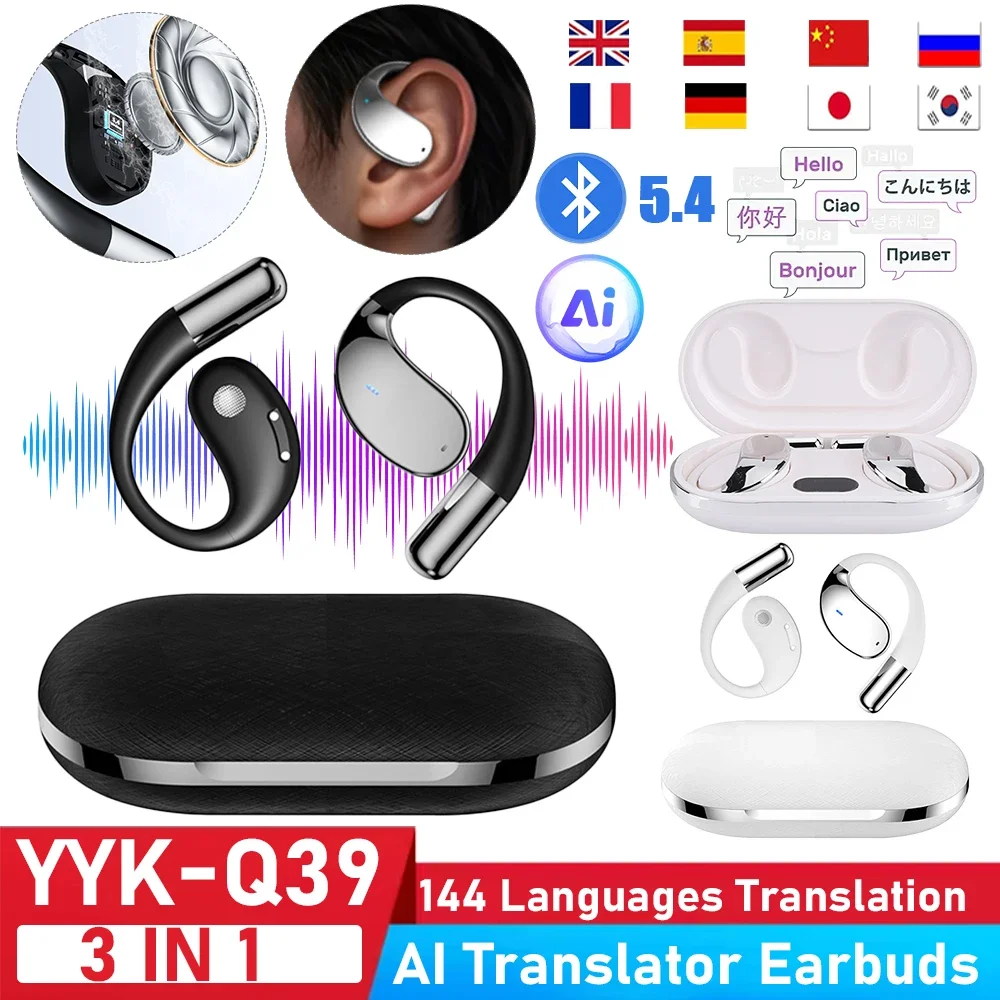 AI 3-in-1 Translation Earbuds Real-Time Translator Earbuds High Accuracy Wireless Translating Headphones 144 Languages